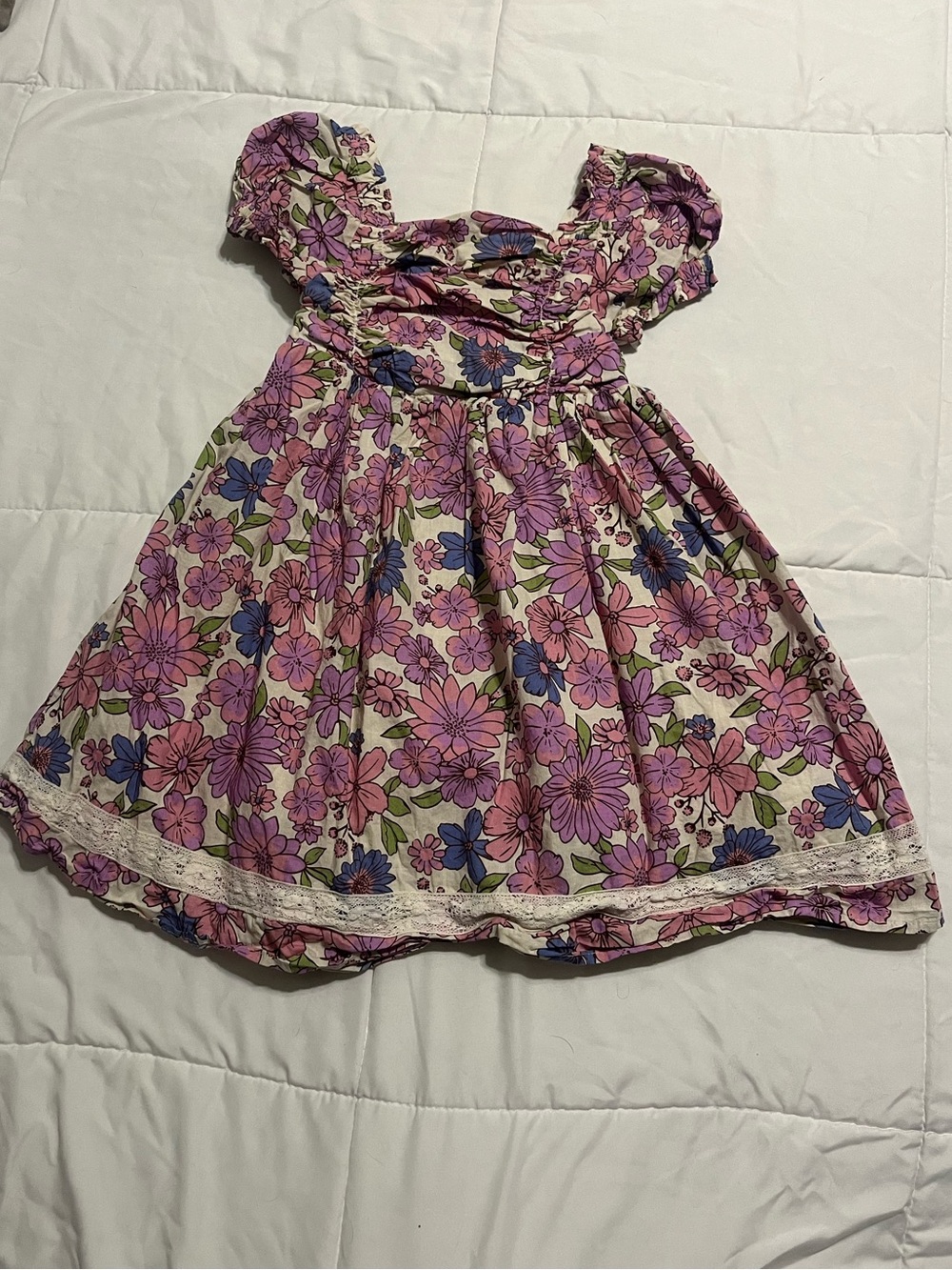 Joie Purple and Pink Floral Puff-Sleeve Dress